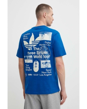adidas Originals t-shirt bawełniany męski kolor niebieski z nadrukiem IS0182