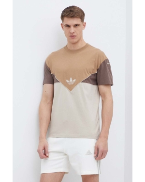 adidas Originals t-shirt bawełniany męski kolor brązowy wzorzysty IT7262