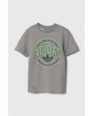 adidas Originals t-shirt bawełniany dziecięcy kolor szary z nadrukiem