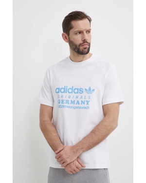 adidas Originals t-shirt bawełniany męski kolor beżowy z nadrukiem IR9634