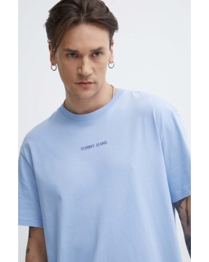 Tommy Jeans t-shirt bawełniany męski kolor niebieski z aplikacją DM0DM18266