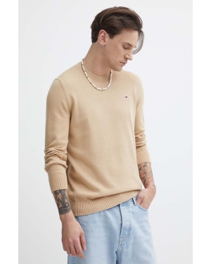Tommy Jeans sweter bawełniany kolor beżowy