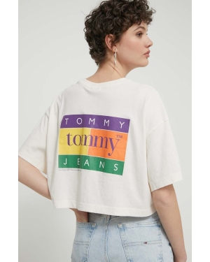 Tommy Jeans t-shirt bawełniany damski kolor beżowy DW0DW18141