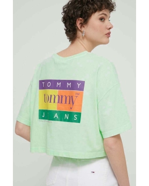 Tommy Jeans t-shirt bawełniany damski kolor zielony DW0DW18141