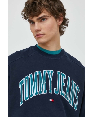 Tommy Jeans bluza bawełniana męska kolor granatowy z nadrukiem DM0DM18628