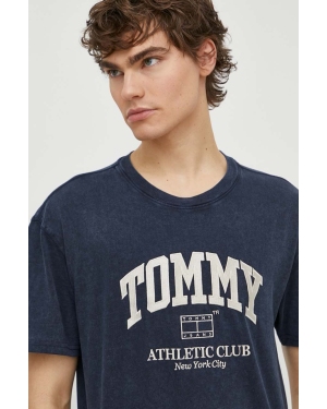 Tommy Jeans t-shirt bawełniany męski kolor granatowy z aplikacją DM0DM18557