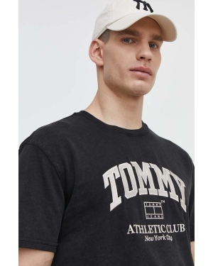 Tommy Jeans t-shirt bawełniany męski kolor czarny z aplikacją DM0DM18557
