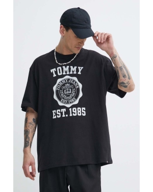 Tommy Jeans t-shirt bawełniany męski kolor czarny z nadrukiem DM0DM18560