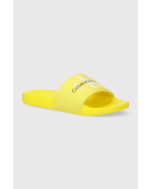 Calvin Klein Jeans klapki SLIDE MONOGRAM CO damskie kolor żółty YW0YW00103