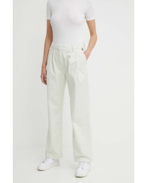 Calvin Klein Jeans spodnie damskie kolor zielony proste high waist J20J223704