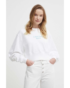 Calvin Klein Jeans bluza bawełniana damska kolor biały z nadrukiem