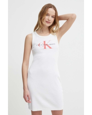Calvin Klein Jeans sukienka kolor biały mini dopasowana J20J223069