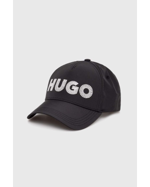 HUGO czapka z daszkiem kolor czarny z aplikacją 50515963