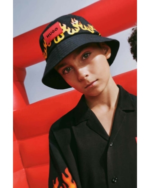 HUGO kapelusz bawełniany dziecięcy kolor czarny bawełniany