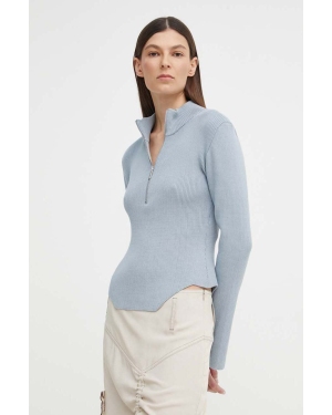 Gestuz sweter damski kolor niebieski z półgolfem 10908356