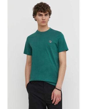 PS Paul Smith t-shirt bawełniany męski kolor zielony gładki