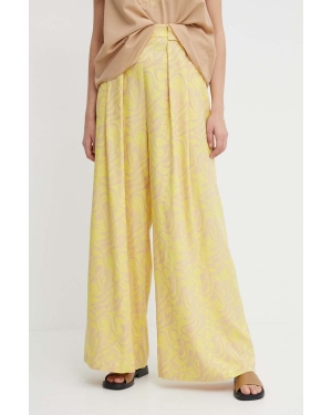 Mos Mosh spodnie damskie kolor żółty szerokie high waist