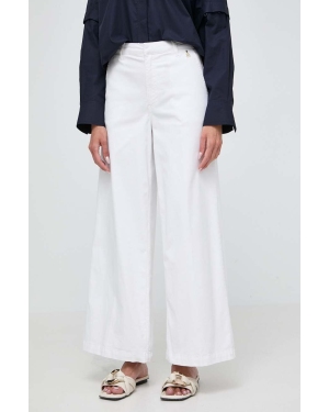 Patrizia Pepe spodnie damskie kolor biały szerokie high waist 2P1577 D076