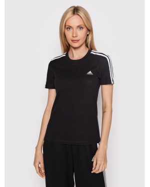 adidas T-Shirt Loungewear Essentials 3-Stripes GL0784 Czarny Slim Fit
