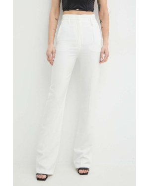 Nissa spodnie damskie kolor biały dzwony high waist P14813