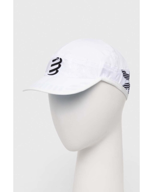 Compressport czapka z daszkiem Pro Racing Cap kolor biały wzorzysta CU00003B