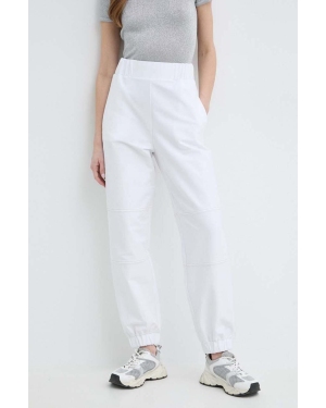 Max Mara Leisure spodnie damskie kolor biały szerokie high waist 2416781088600