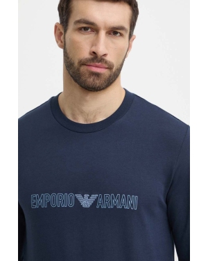Emporio Armani Underwear bluza bawełniana lounge kolor granatowy z nadrukiem 111785 4R566