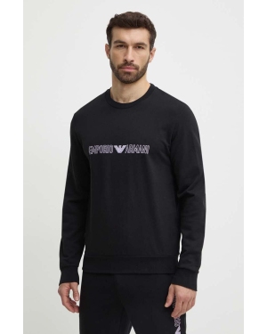 Emporio Armani Underwear bluza bawełniana lounge kolor czarny z nadrukiem 111785 4R566