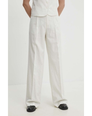 Answear Lab spodnie z domieszką lnu kolor biały szerokie high waist