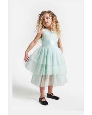 Coccodrillo sukienka dziecięca kolor turkusowy mini rozkloszowana