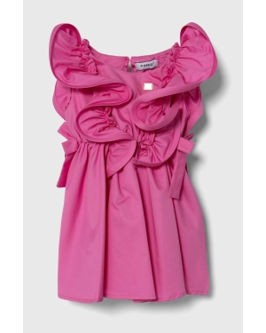Pinko Up sukienka bawełniana dziecięca kolor różowy mini rozkloszowana