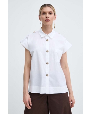 Twinset koszula damska kolor biały relaxed z kołnierzykiem klasycznym