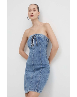 Karl Lagerfeld Jeans sukienka jeansowa kolor niebieski mini dopasowana