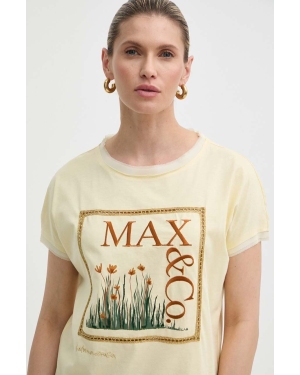 MAX&Co. t-shirt bawełniany x FATMA MOSTAFA damski kolor żółty 2416941018200