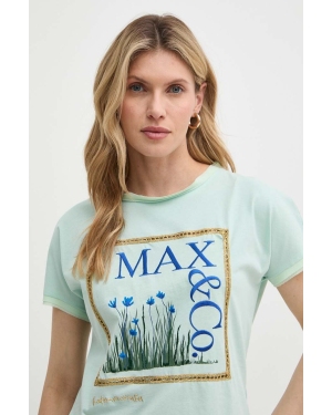 MAX&Co. t-shirt bawełniany x FATMA MOSTAFA damski kolor zielony 2416941018200