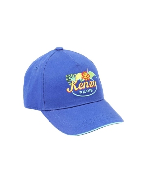 Kenzo Kids czapka z daszkiem bawełniana dziecięca kolor niebieski z nadrukiem