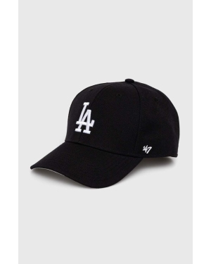 47brand czapka z daszkiem z domieszką wełny MLB Los Angeles Dodgers kolor czarny z aplikacją BMVP12WBV