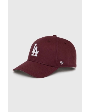 47 brand czapka z daszkiem bawełniana dziecięca MLB Los Angeles Dodgers Raised Basic kolor bordowy z aplikacją BRAC12CTP