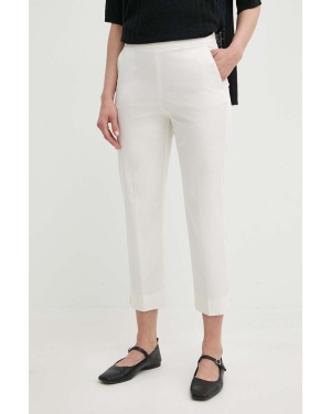 MAX&Co. spodnie damskie kolor beżowy fason cygaretki high waist 2416131054200