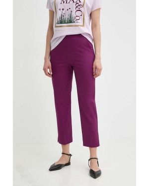 MAX&Co. spodnie damskie kolor fioletowy fason cygaretki high waist 2416131054200