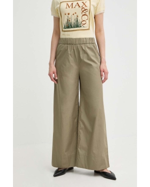 MAX&Co. spodnie bawełniane kolor zielony proste high waist 2416131084200