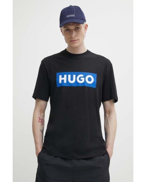 Hugo Blue t-shirt bawełniany męski kolor czarny z nadrukiem 50522376