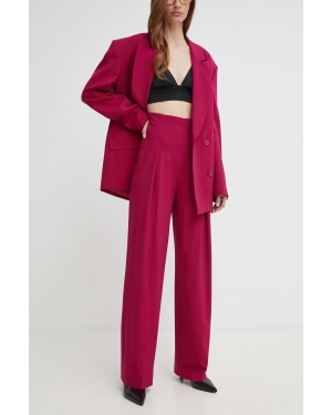 La Mania spodnie MOVE damskie kolor różowy szerokie high waist MOVE