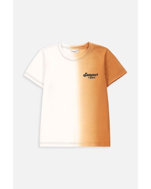 Coccodrillo t-shirt bawełniany dziecięcy kolor pomarańczowy gładki