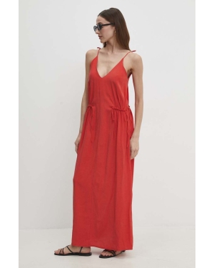 Answear Lab sukienka kolor czerwony maxi rozkloszowana