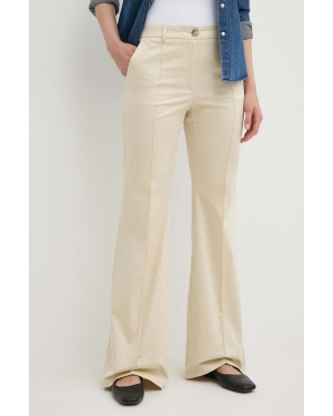 MAX&Co. spodnie damskie kolor beżowy dzwony high waist 2416131034200