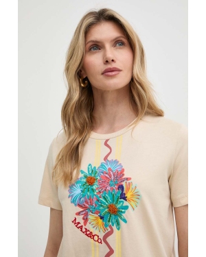 MAX&Co. t-shirt bawełniany damski kolor beżowy 2416971024200