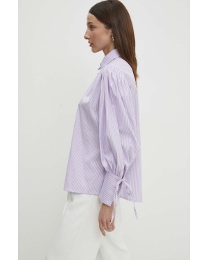 Answear Lab koszula bawełniana damska kolor fioletowy relaxed z kołnierzykiem klasycznym