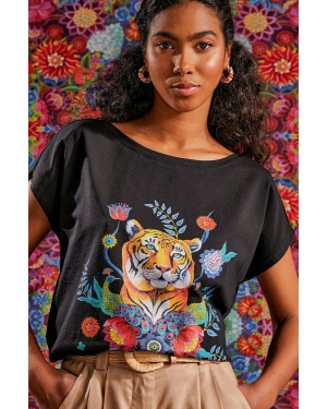 Medicine t-shirt bawełniany damski kolor czarny odkryte plecy