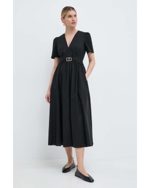 Twinset sukienka kolor czarny midi rozkloszowana
